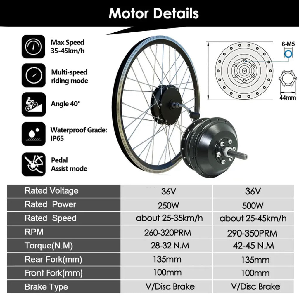 36v 500watt front hub motor kit