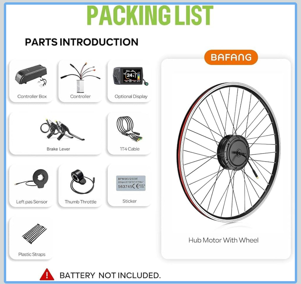BAFANG Ebike Conversion Kit 48V500W Front Hub Motor Kit with Display